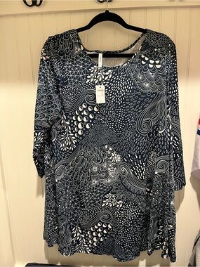 Enmain Women's Long Sleeve Tunic Blouse Round Neck 3/4 Long Sleeve shirt 3XL New